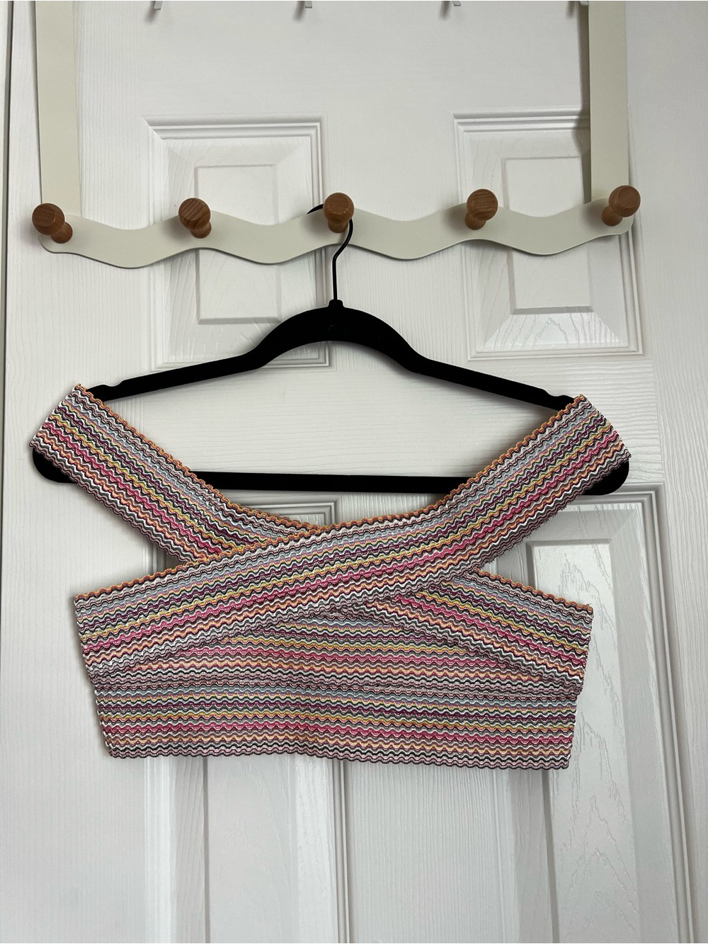 PrettyLittleThing Multicolor Zigzag Cross-Back Bikini Top